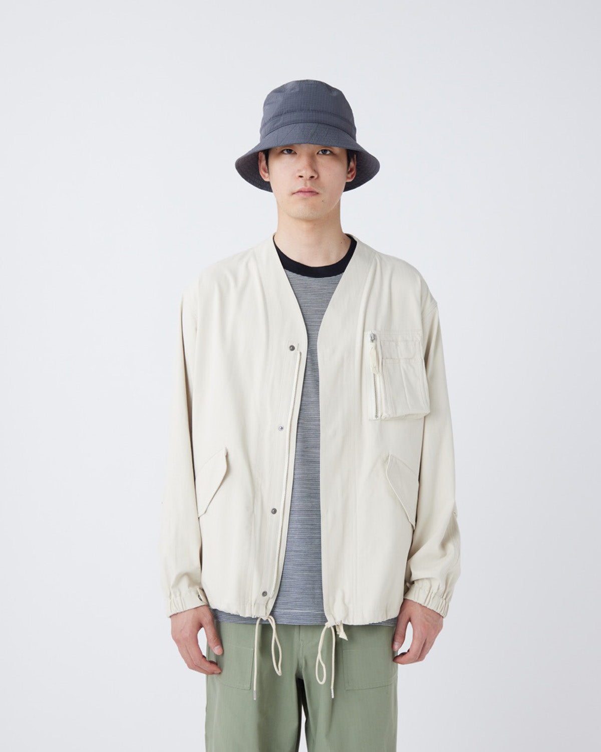 Snow Peak TAKIBI Herringbone Collarless Jacket