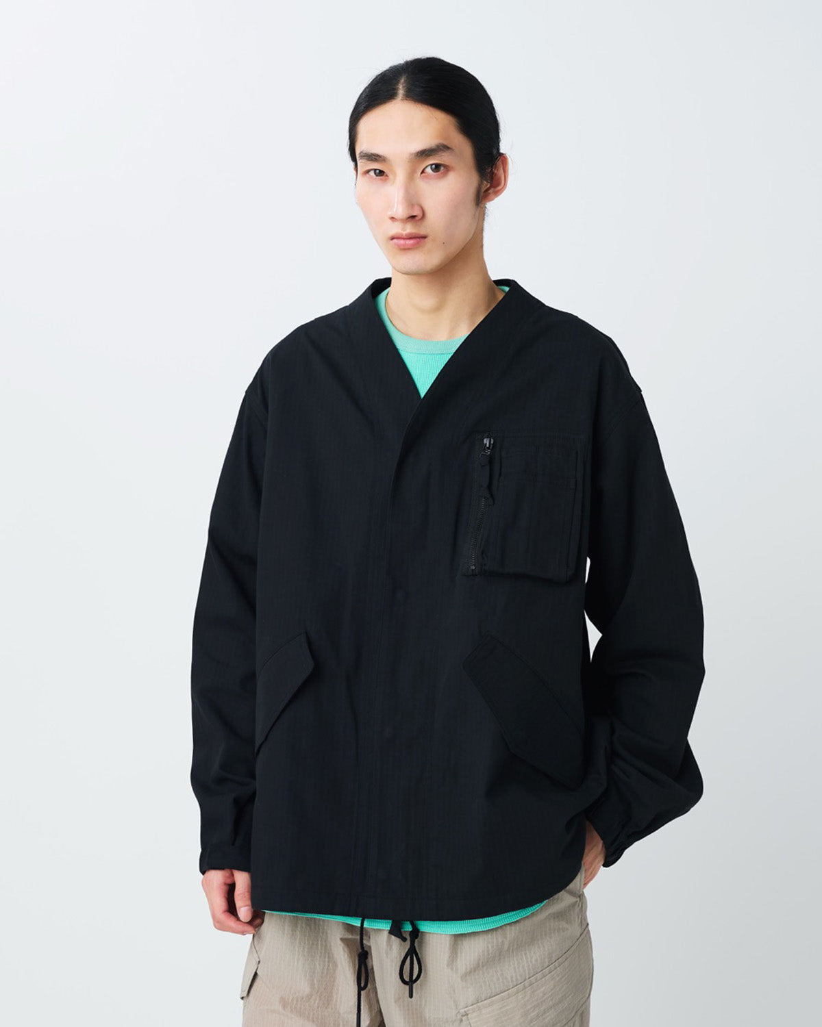 Snow Peak TAKIBI Herringbone Collarless Jacket